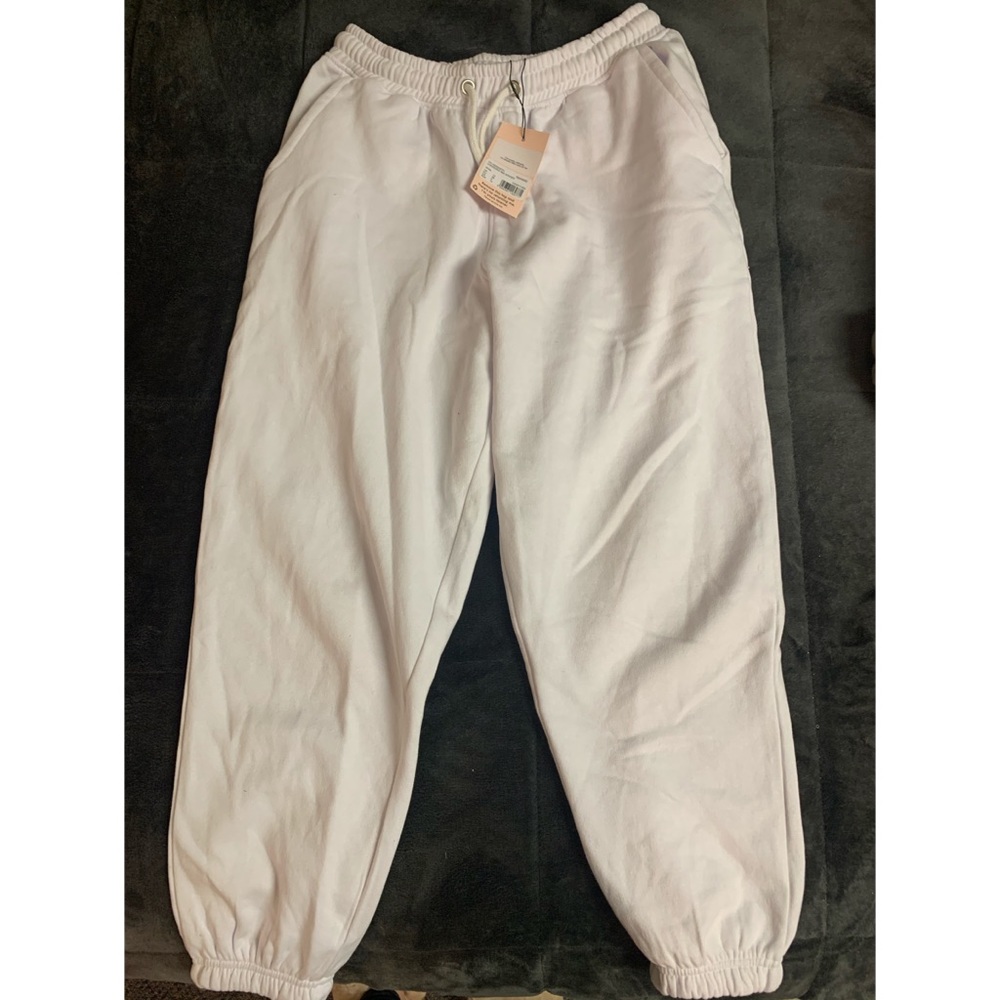 White jogger style sweatpants